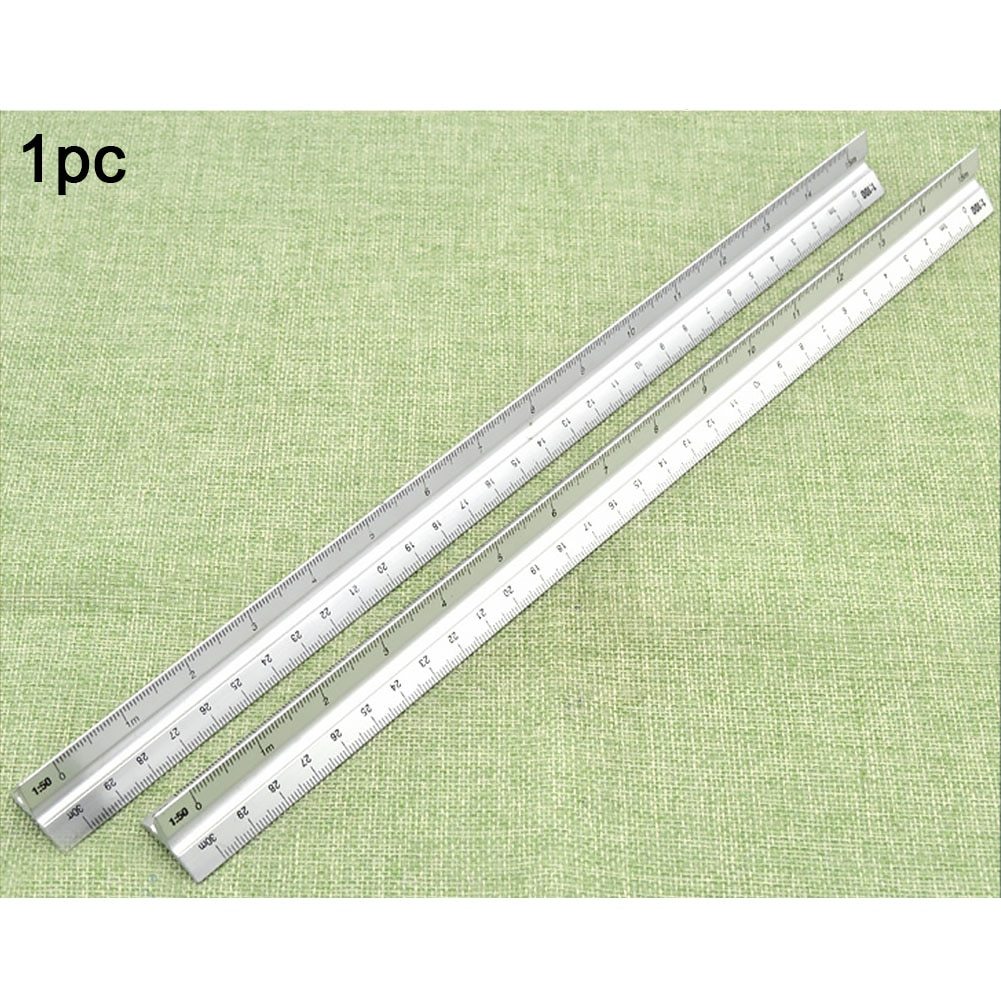 30cm silver metal Triangular Scale Rule