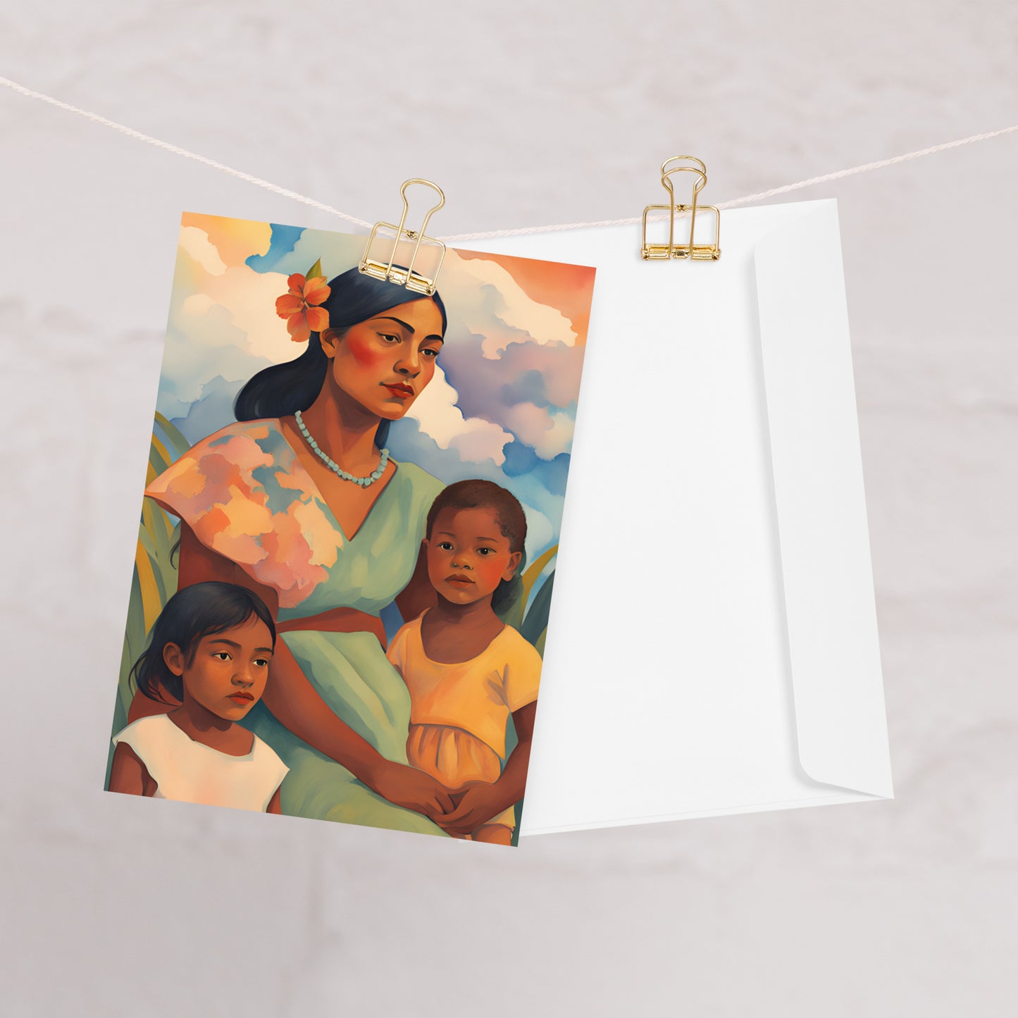Greeting card - Polynesian Woman with Children