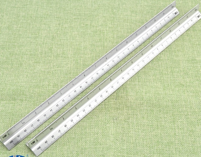 30cm silver metal Triangular Scale Rule