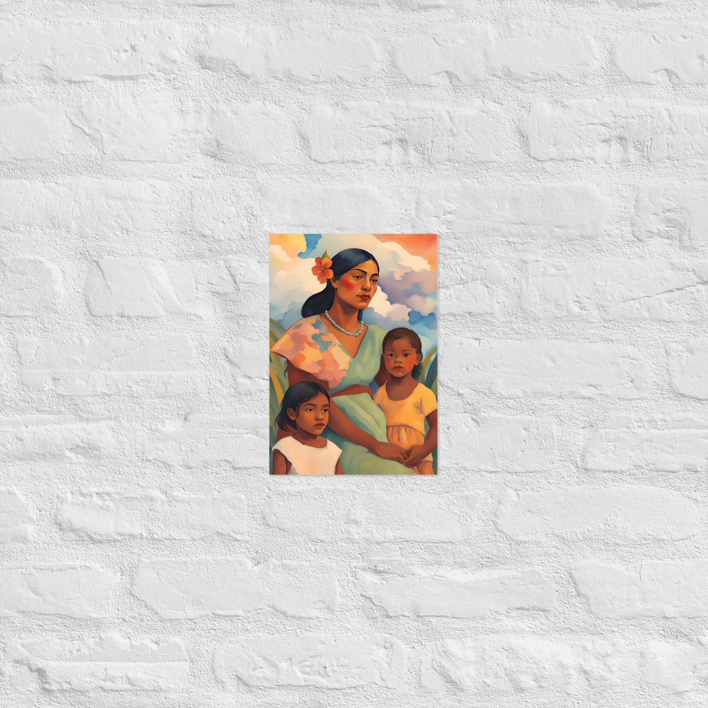 Polynesian Woman with Children Poster