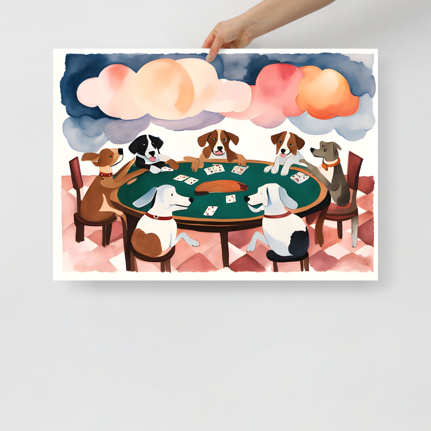 Dogs Playing Cards Poster
