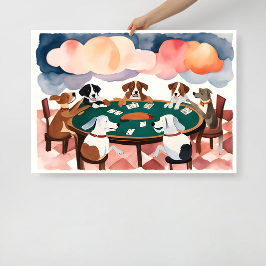 Dogs Playing Cards Poster
