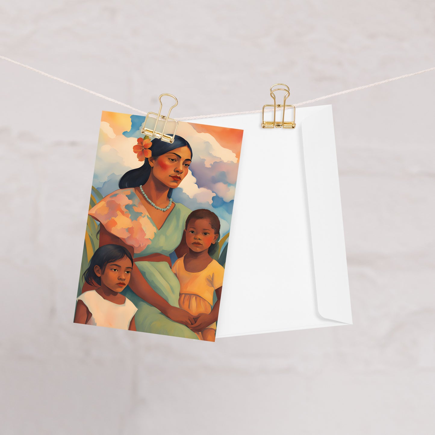 Greeting card - Polynesian Woman with Children