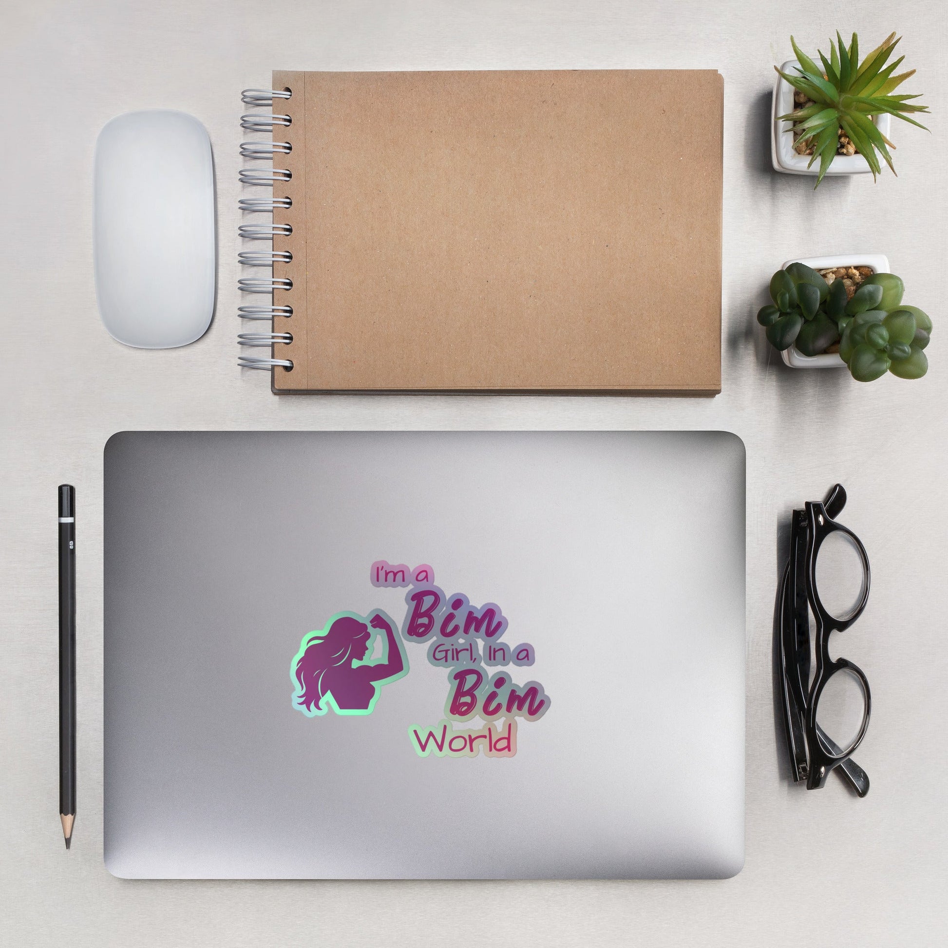 holographic vinyl BIM Girl stickers
